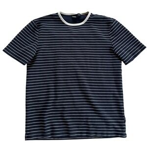BOSS Hugo Boss Mens Striped Crew Neck Short Sleeve T-Shirt Navy White Size L